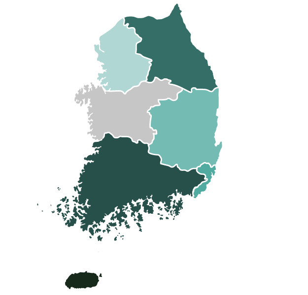 Carte régions Corée du Sud